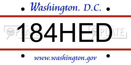184HED District Of Columbia License Plate
