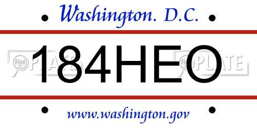 184HEO District Of Columbia License Plate