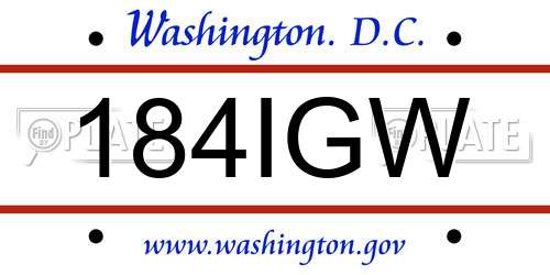 184IGW District Of Columbia License Plate