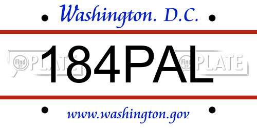 184PAL District Of Columbia License Plate