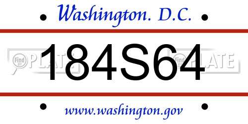 184S64 District Of Columbia License Plate