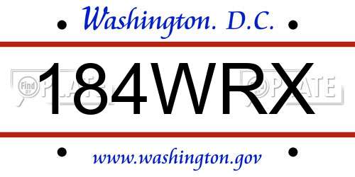 184WRX District Of Columbia License Plate