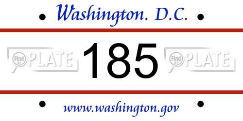 185 District Of Columbia License Plate