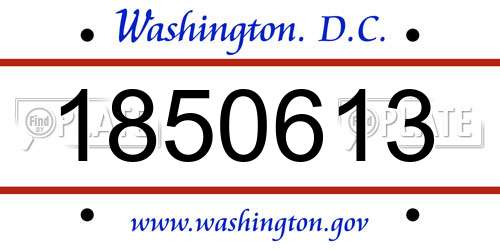 1850613 District Of Columbia License Plate