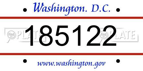 185122 District Of Columbia License Plate