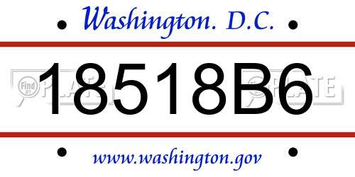 18518B6 District Of Columbia License Plate