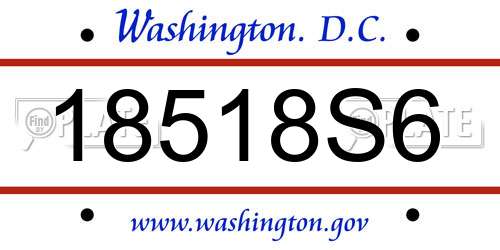 18518S6 District Of Columbia License Plate