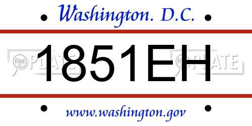 1851EH District Of Columbia License Plate