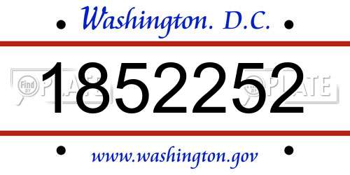 1852252 District Of Columbia License Plate
