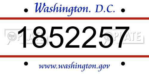 1852257 District Of Columbia License Plate