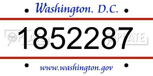 1852287 District Of Columbia License Plate