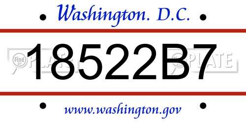 18522B7 District Of Columbia License Plate
