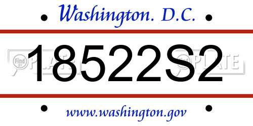 18522S2 District Of Columbia License Plate