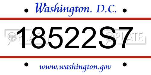 18522S7 District Of Columbia License Plate