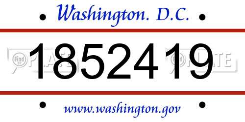 1852419 District Of Columbia License Plate