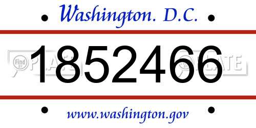 1852466 District Of Columbia License Plate