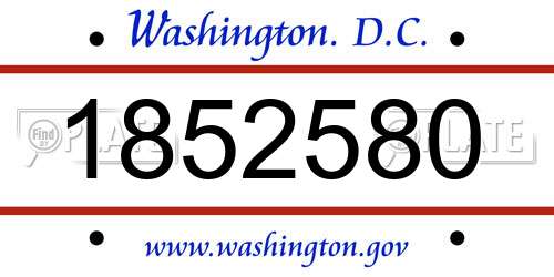 1852580 District Of Columbia License Plate