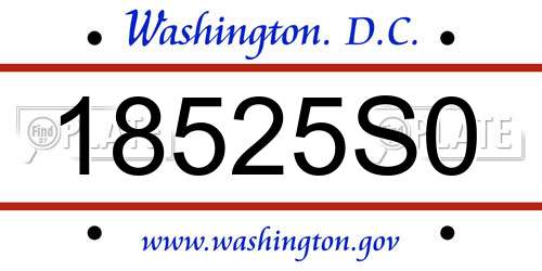 18525S0 District Of Columbia License Plate