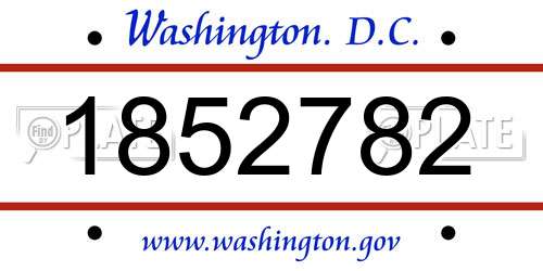 1852782 District Of Columbia License Plate