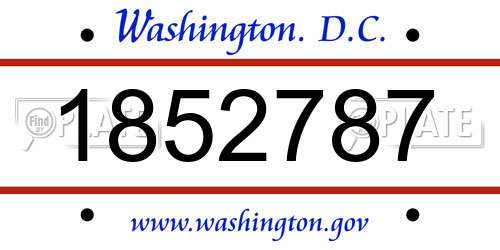 1852787 District Of Columbia License Plate