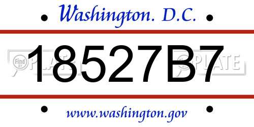 18527B7 District Of Columbia License Plate