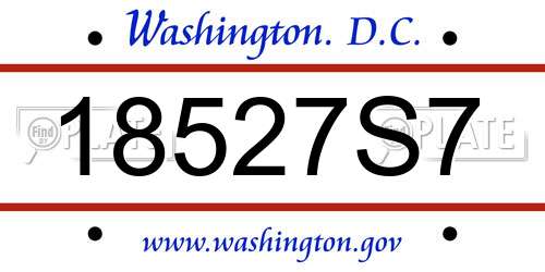18527S7 District Of Columbia License Plate