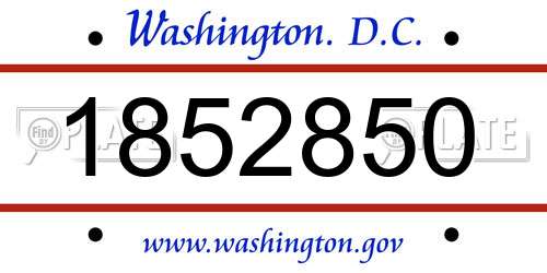 1852850 District Of Columbia License Plate