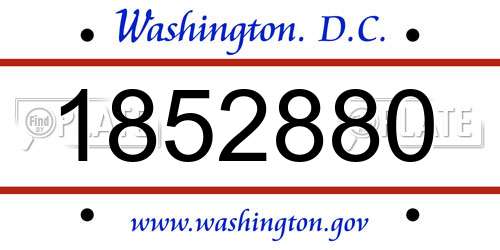 1852880 District Of Columbia License Plate