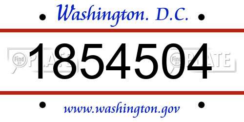 1854504 District Of Columbia License Plate