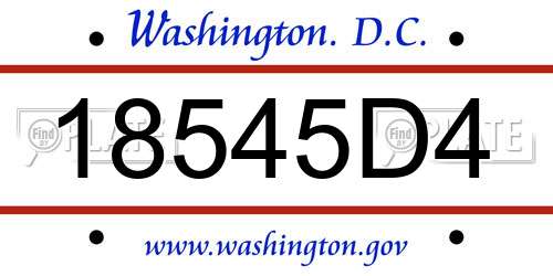 18545D4 District Of Columbia License Plate