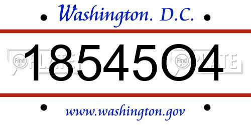 18545O4 District Of Columbia License Plate
