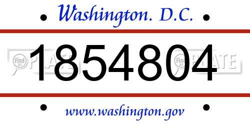 1854804 District Of Columbia License Plate