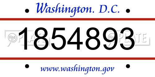 1854893 District Of Columbia License Plate