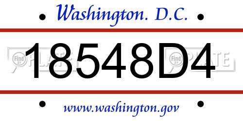 18548D4 District Of Columbia License Plate