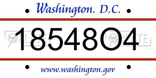 18548O4 District Of Columbia License Plate