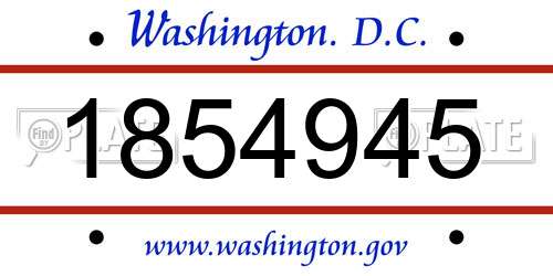 1854945 District Of Columbia License Plate