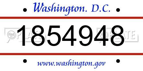 1854948 District Of Columbia License Plate