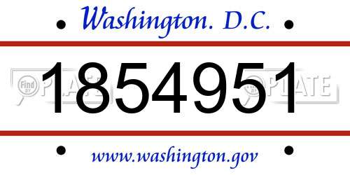1854951 District Of Columbia License Plate