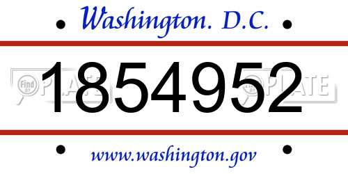 1854952 District Of Columbia License Plate