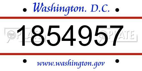 1854957 District Of Columbia License Plate