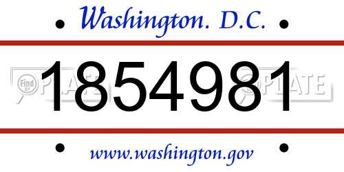 1854981 District Of Columbia License Plate