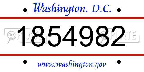 1854982 District Of Columbia License Plate