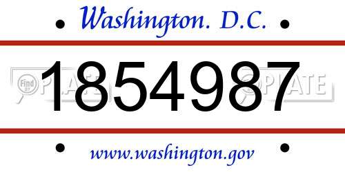 1854987 District Of Columbia License Plate