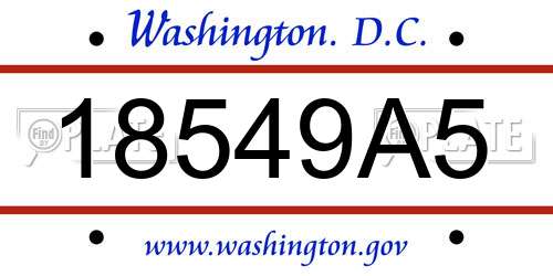 18549A5 District Of Columbia License Plate