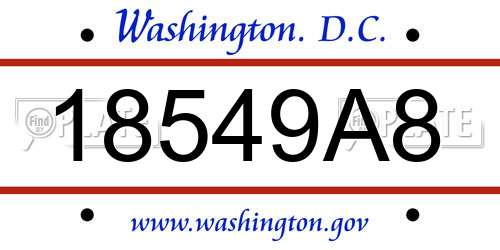 18549A8 District Of Columbia License Plate