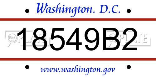 18549B2 District Of Columbia License Plate