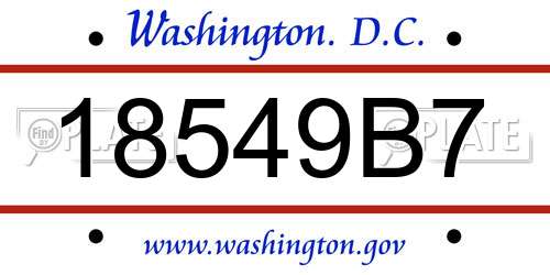 18549B7 District Of Columbia License Plate