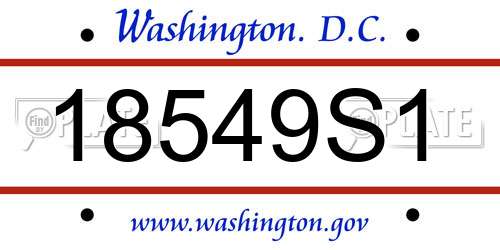 18549S1 District Of Columbia License Plate