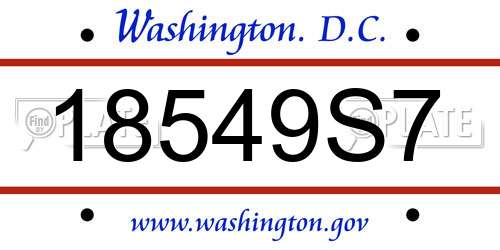 18549S7 District Of Columbia License Plate