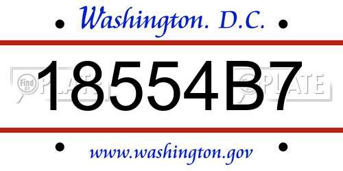 18554B7 District Of Columbia License Plate